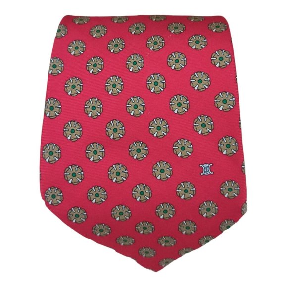 CELINE Red Art Logo Silk Tie SPAIN 57